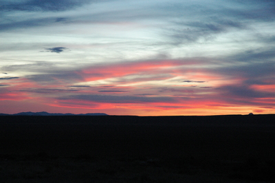 Blue mountains on a far horizon